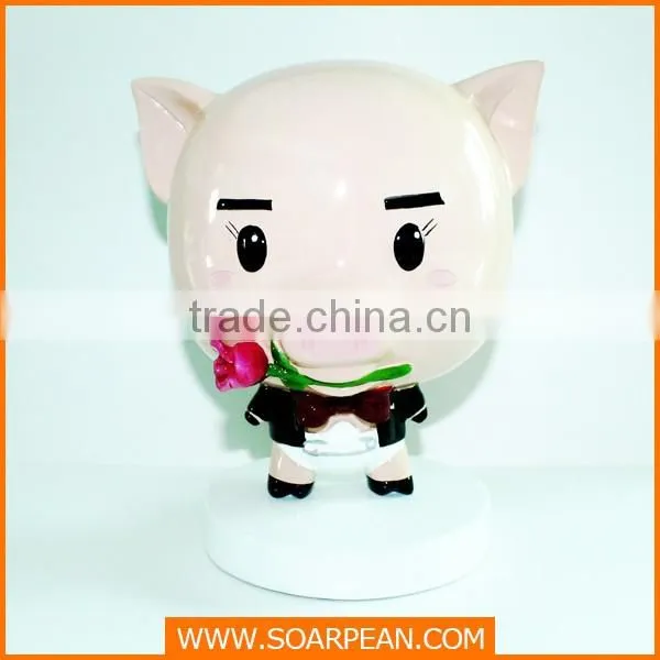 Indoor Customized Cartoon Vivid Fiberglass Pig Statue