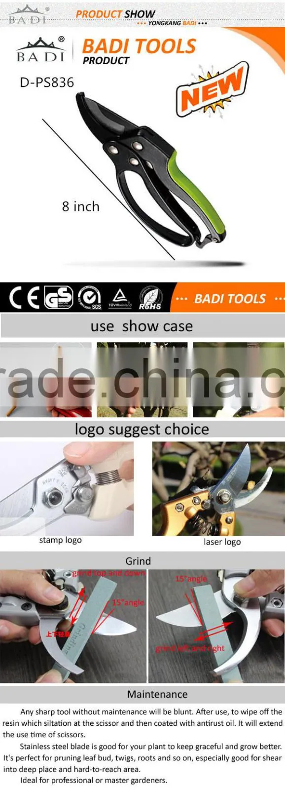 Fruit Tree Pruner, Grafting Cutting Tool, Pruning Shears Scissor with Alloy Steel handle