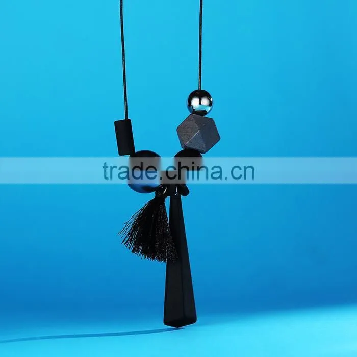 geometric beads strip pendant necklace tassel long sweater necklace autumn winter geometric garment necklace