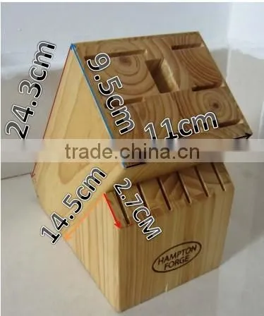 15- Slots Solid Pine wood Knife block, Stand, holder