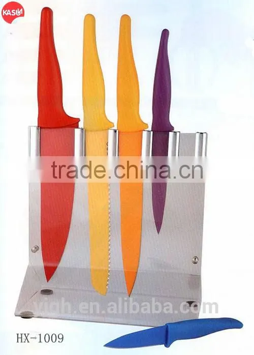5pcs color plastic handle kitchen knife food preparation kitchenware tools