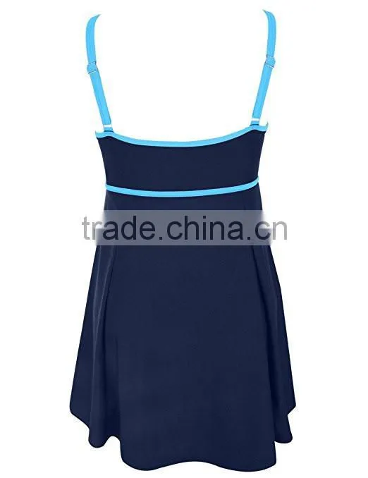 Backless Swimsuit Wholesale Women Ladies Bandeau Color Contrast Swimdress One Piece Bathing Suit High Waisted Swimsuit