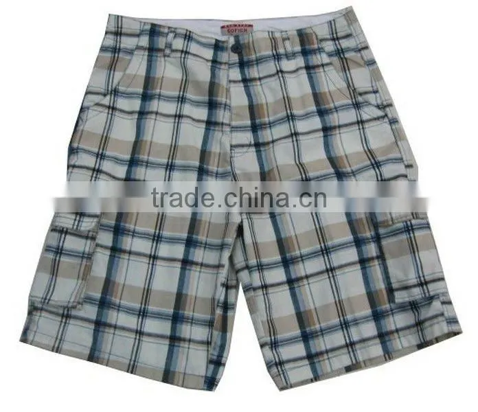 Popular BU-026 Mens T/C printing Check Shorts