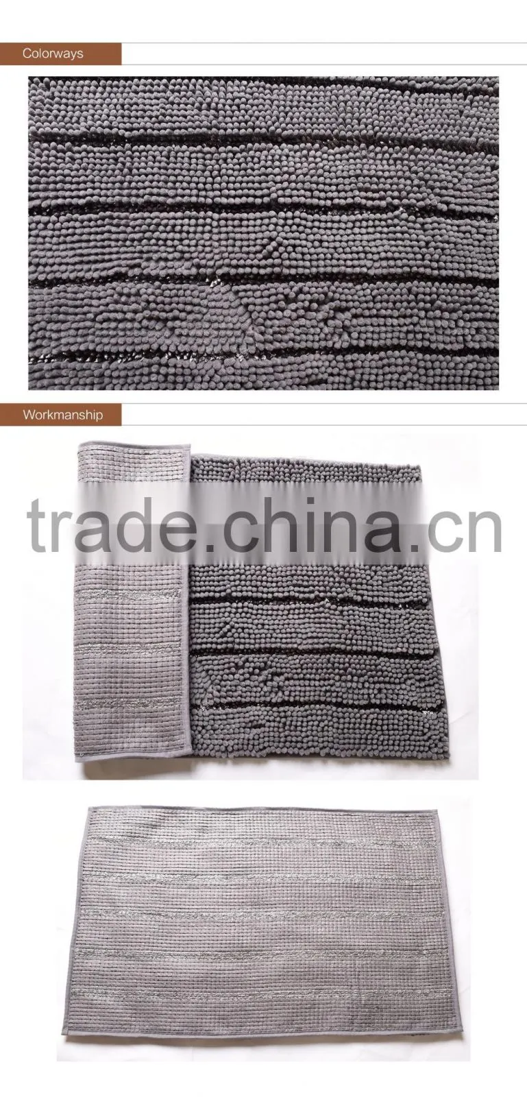 2016 NEW Chenille Bathmat With Grey Colour