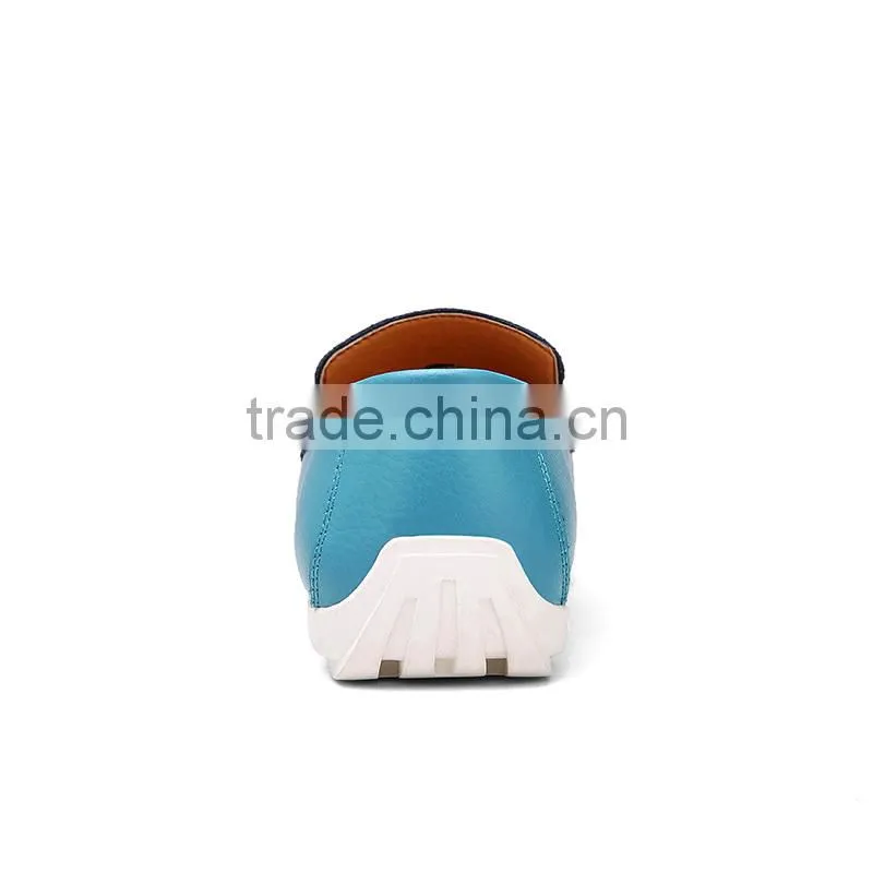 new style blue casual shoes fashion for men, slip on white peas shoes casual brand with leather from china factory