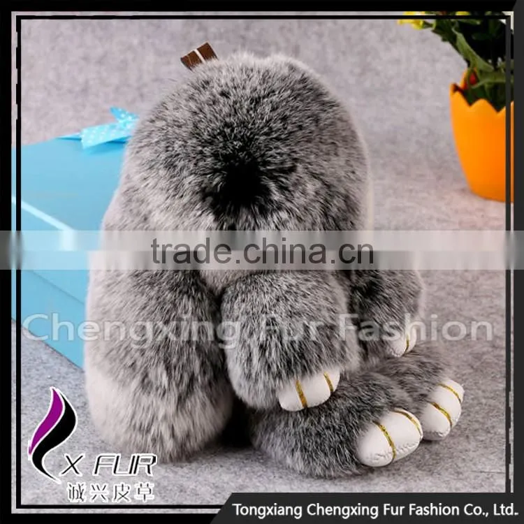 CX-R-10 Lastest Design Hot Fashion Custom Genuine Rex Rabbit Fur Keychain