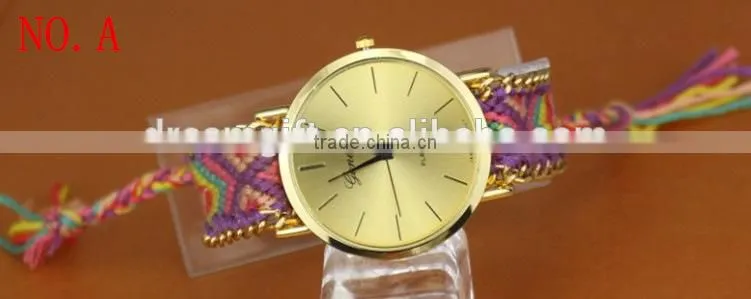 2015 DIY handmade braided rope watch Korean exquisite rainbow bracelet watch
