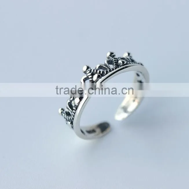 F20059N Silver Retro Crown Ring Fashion Silver Ring