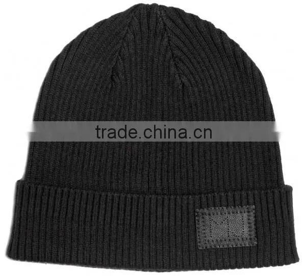Custom woven label beanie knitted women winter hat