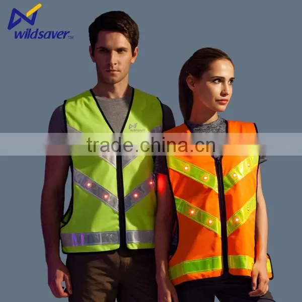 Outdoor Work Hi Vis Reflecting Safety Vest With LED Light