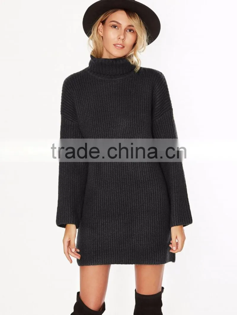 2017 New Design Turtle Neck Girls Sweater Dress