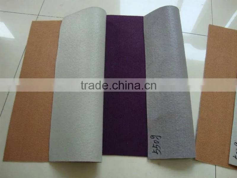 100%polyester ribbed carpet with anti slip backing,rubber backing