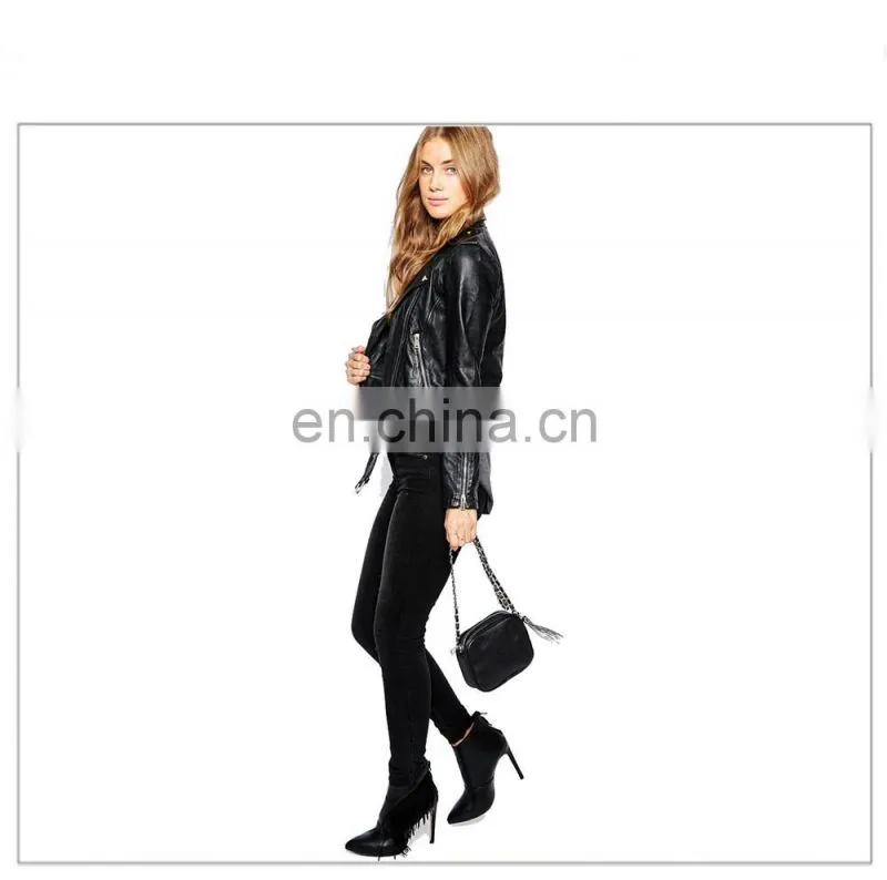 Women Special Design Punk Style Motorbike Leather Jacket