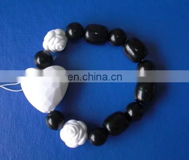 tarina rose and heart handmade acrylic plastic beads bracelet CTL0523