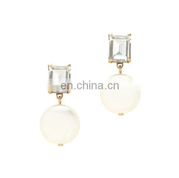 Daisy crystals stud earrings antique gold post earrrings