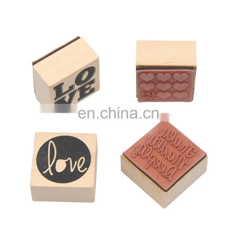Box Package DIY Creative Rubber Wooden Handle Love Stamp Set of 4