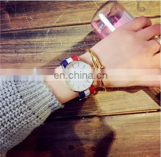 Golden dial quartz watches British retro casual canvas belt watches
