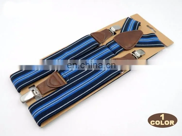 Fashion brand 3 clips men's suspenders adult striped suspenders