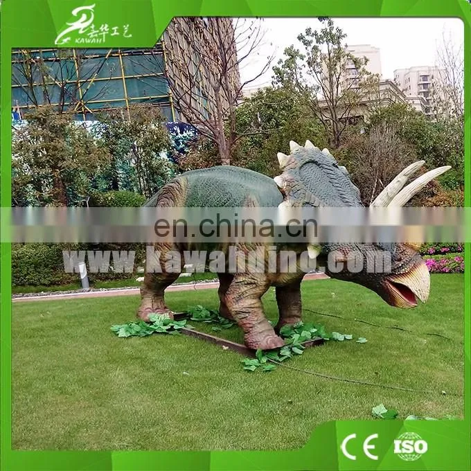 Amusement park life size statues Triceratops and T-rex dinosaur