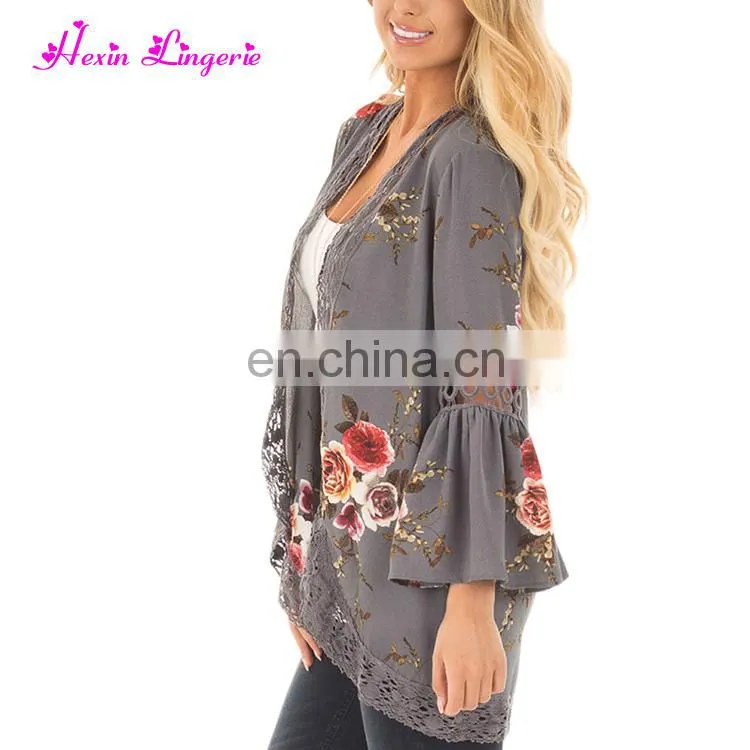 High Quality Kimono Lace Patchwork Cover Up chiffon long women 2017 bulk cardigans