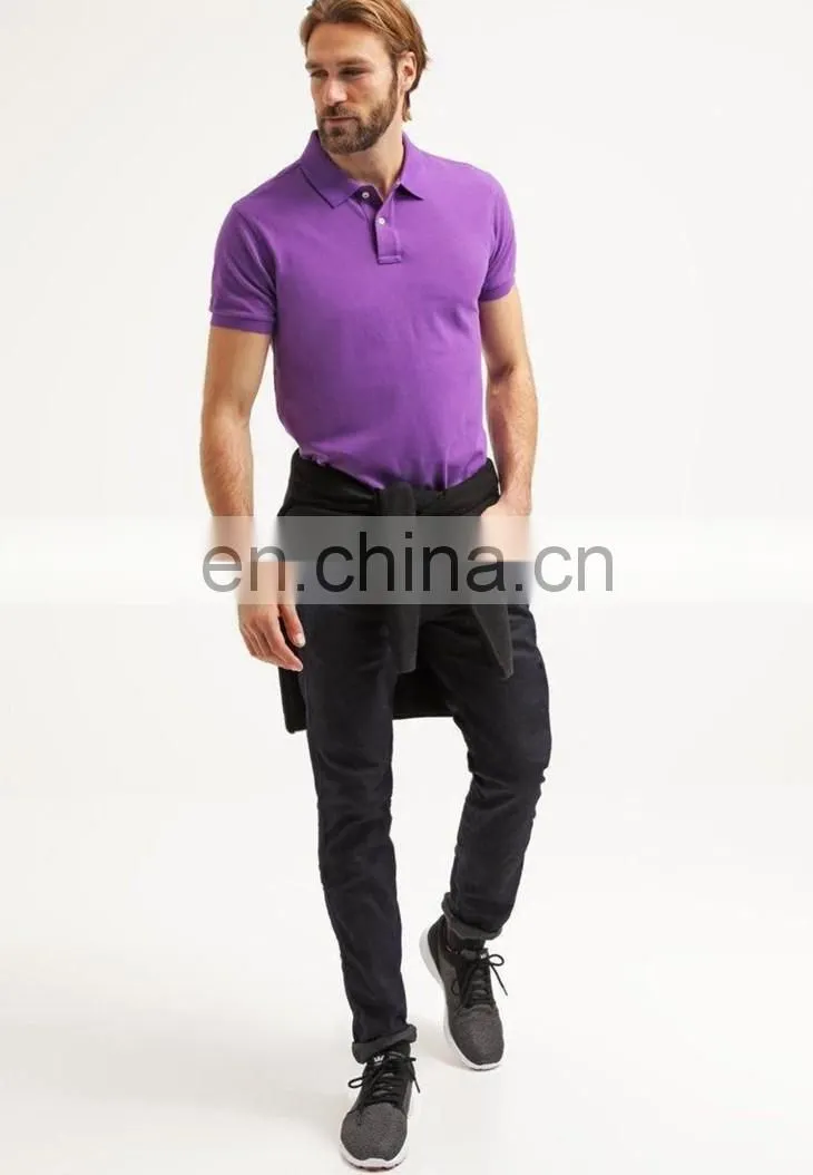 Fashion men gray plain slim fit polo shirts custom embroidery