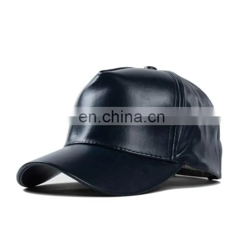 Men Faux Leather Warm Baseball Cap Causal Windproof Peaked Cap Adjust Snapback
