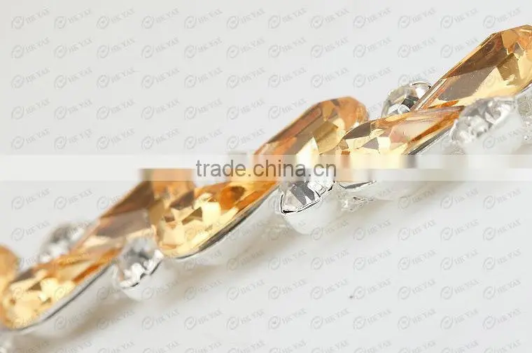 X0703Teardrop resin stone metal chain, metal chain for garment, hot sale decorative metal chain