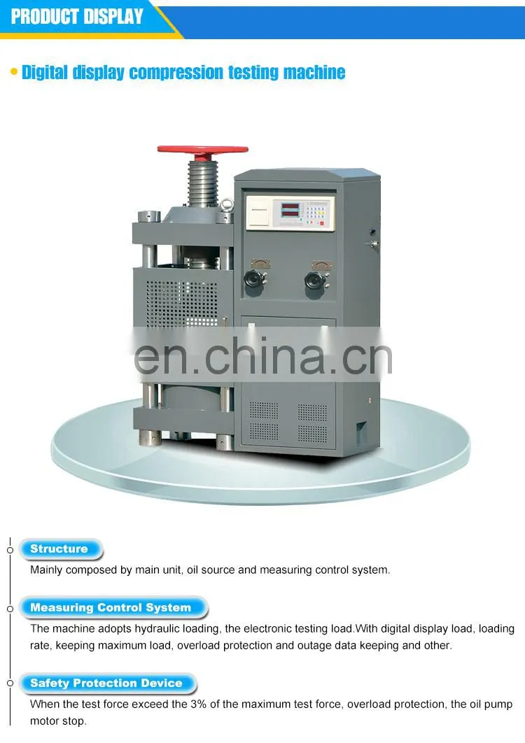 1000KN Digital Display Concrete Brick Unconfined Compression Strength Testing Equipment Machine
