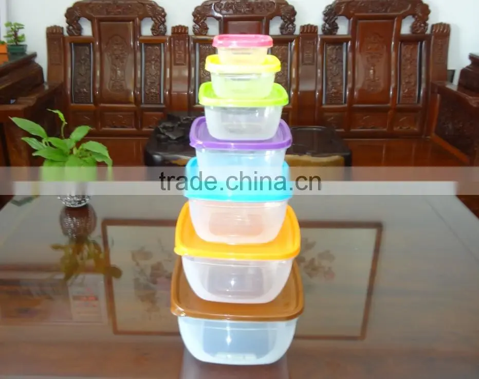 Hot selling 7 pcs set square plastic food storage container / food storage box