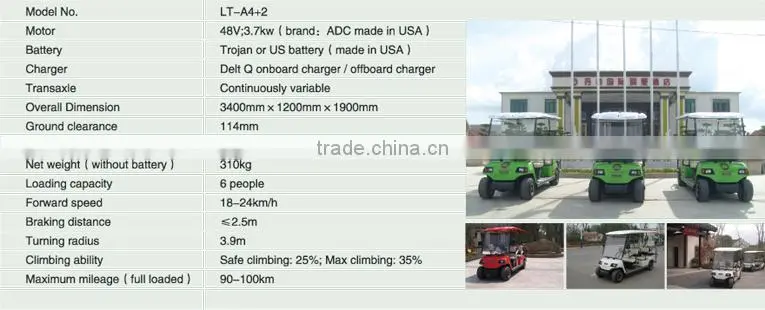 Custom Made 6 Seater Electric Sightseeing Cars with Superior Technical Standards