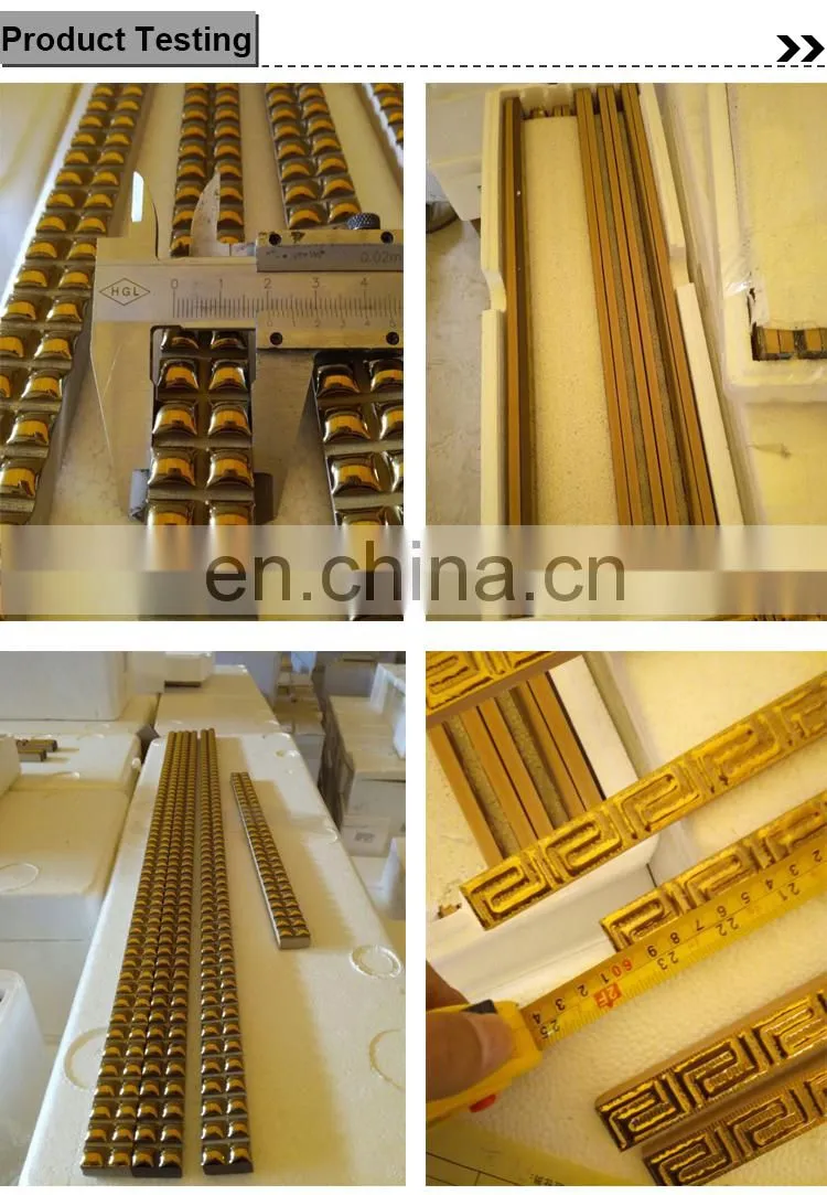 Listello gold filled pencil border tile for bathrooms