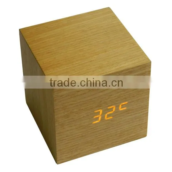 LED digital wooden touch control desk clock