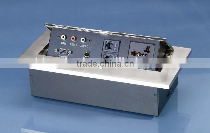 Multi-media Zinc Power Socket With 6.35 Microphone For Conference Table