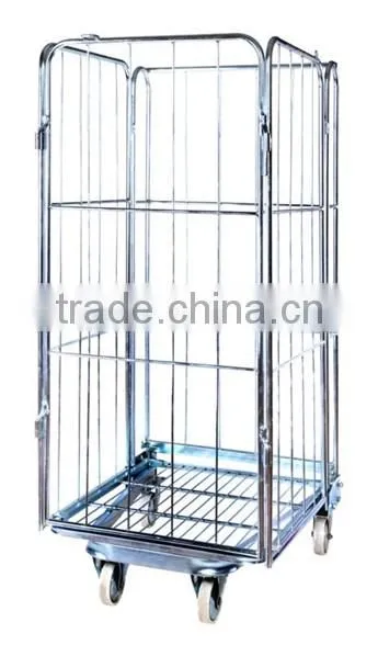 Luggage Hotel Logistic Storage Fold Wire Mesh 4 Sided Roll Cage