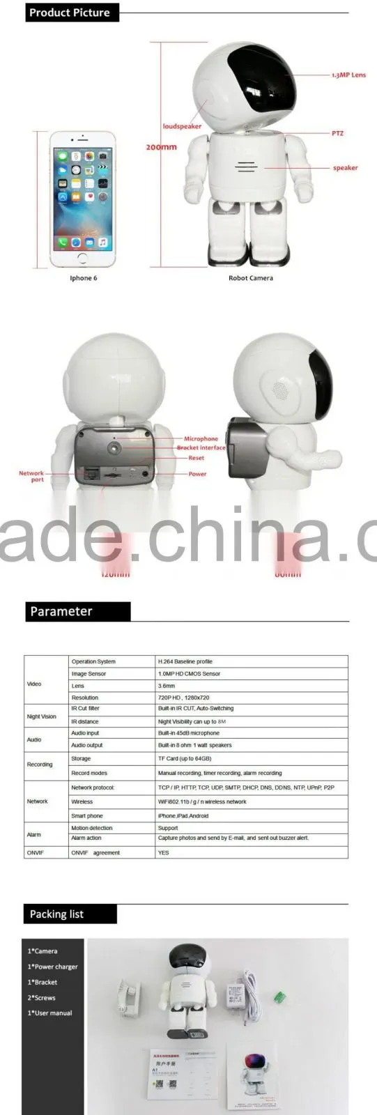 Baby monitor wireless wifi CCTV ip camera with speaker microphone available for 3G 4G GSM mobile phone robot camera