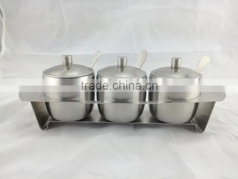 3pcs stainless steel spice bottle with spoon set