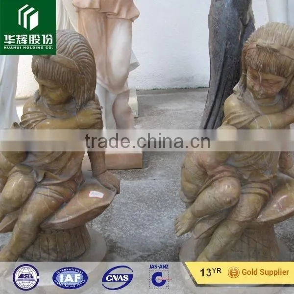 Stone carving natural mixed color marble sculpture female statue