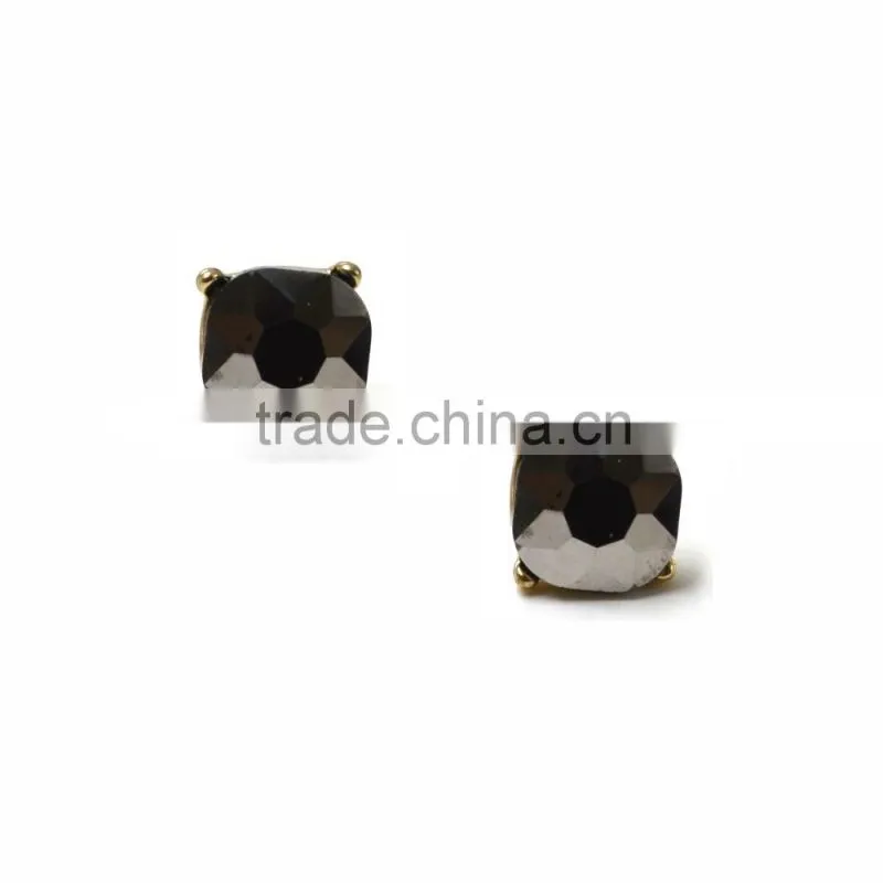 High Quality Cool Black Single Crystal Stone Jewelry Men Daily Wear Stud Earrings