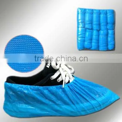 Blue Disposable CPE PE plastic shoecovers shoe covers with elastic