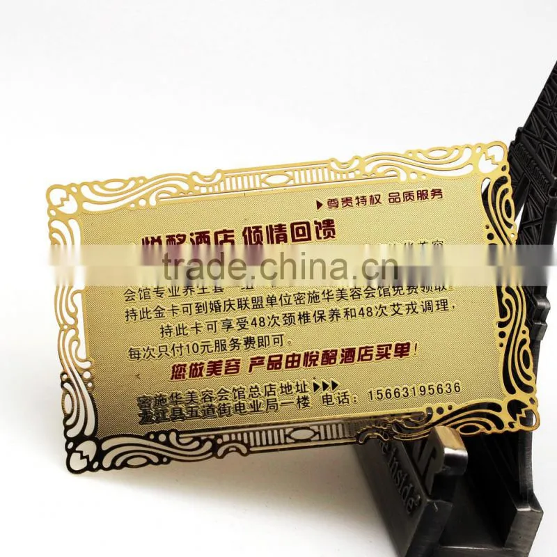 custom stainless steel gold plated egrave metal business card