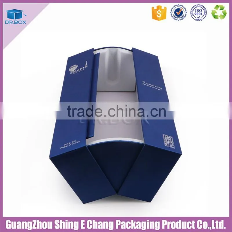 Direct factory special design wine glass packaging boxes gift boxes with silver stamping, mini wine boxes