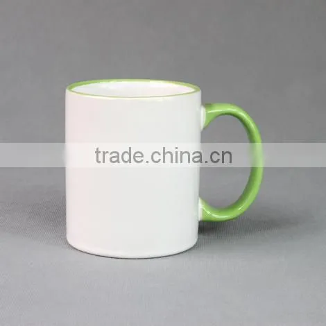 11oz sublimation coating liquid mugs,digital sublimation mug heat press (ce approved) with color rim and handle