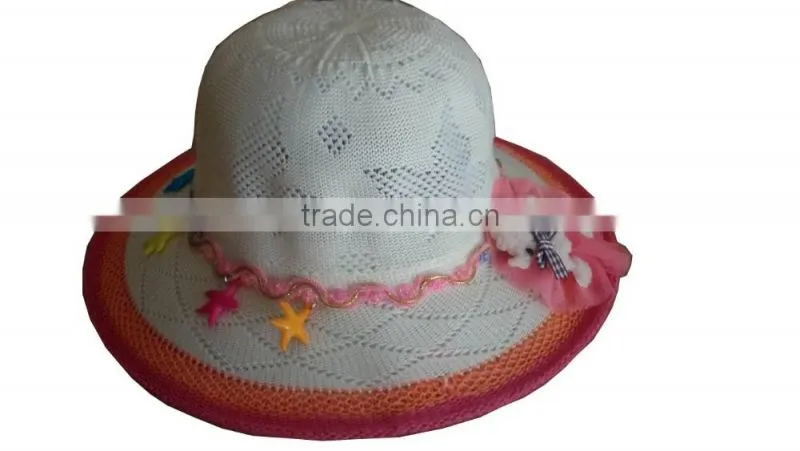 CM-TN-003 beautiful flower straw paper hat for girls