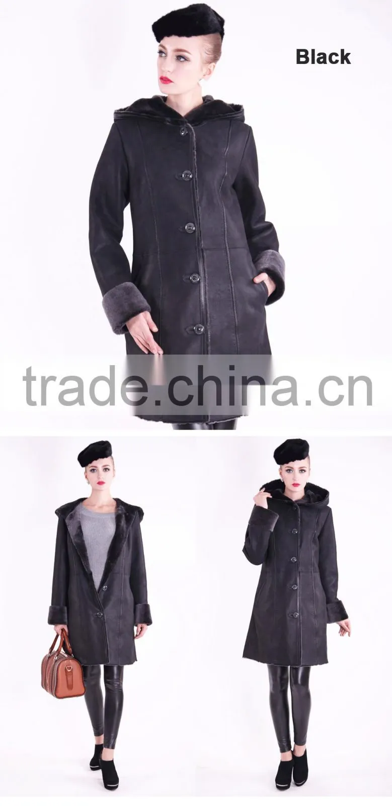 2015 New Design Winter Women Coat Long Slim Fit Wool Fur Overcoat