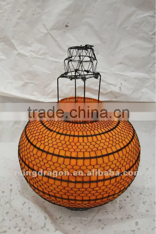 Chinese antique iron& paper red/orange colorful round lantern lamp