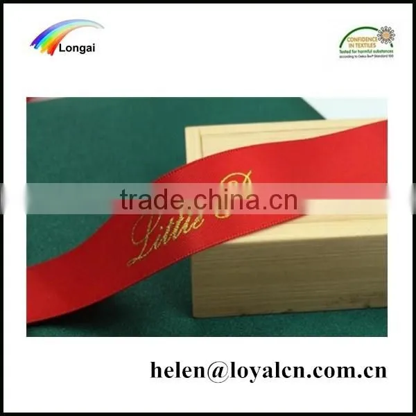 wholesale 100% polyester custom printed logo red satin ribbon