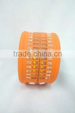 2016 Hot Sales Baby Rinne Women Wearable Waterproof Foldable Orange Rubber Wrist LED Watch