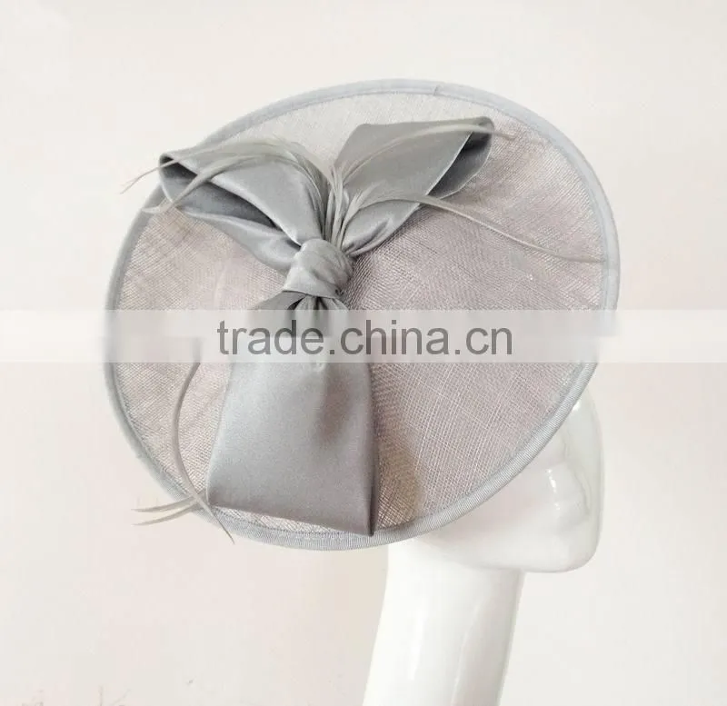 Silver big disc sinamay fascinator