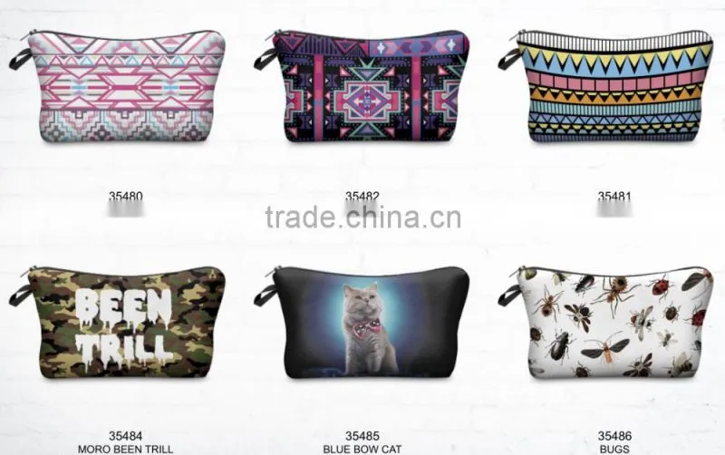 digital print modern fashion usa sexy ladies plumaje cosmetic bag