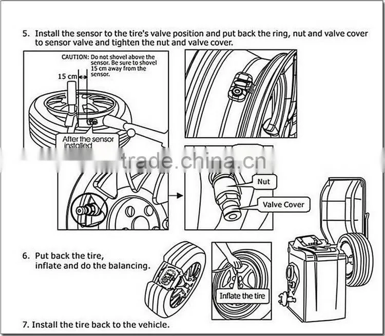 Wireless 433.92Mhz radio type TPMS for car, tpms tire pressure with Internal sensor & External sensor tire gauge
